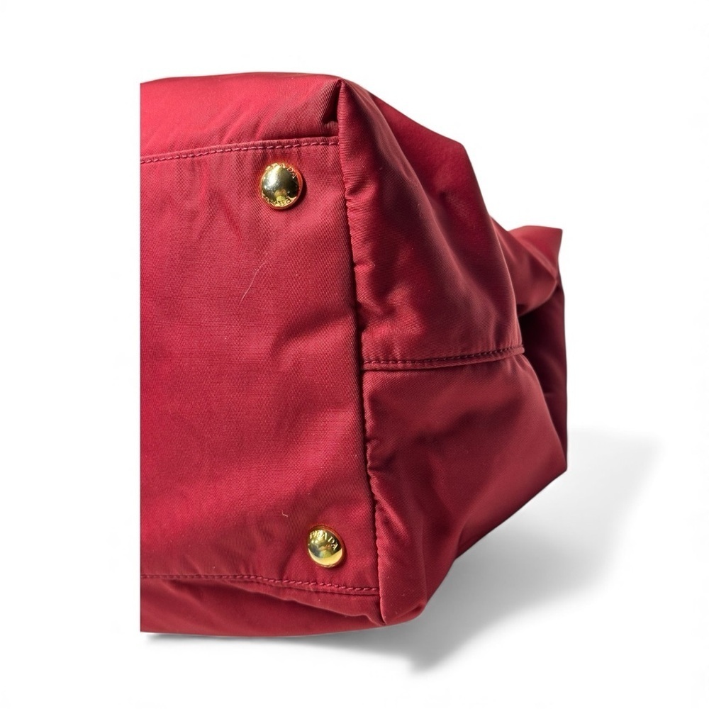 Prada Fiocco Bow Tessuto/Nylon Tote Bag Red - Picture 11 of 14